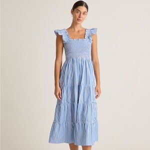 Quince 100% Organic Cotton Poplin Smocked Midi Dress. Worn only once!